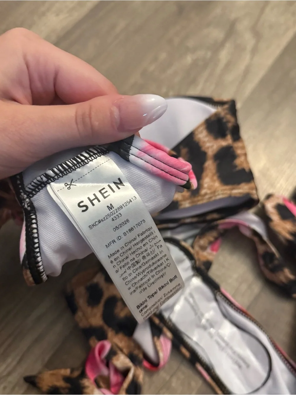 SHEIN Leopard Floral Tie Bikini Set